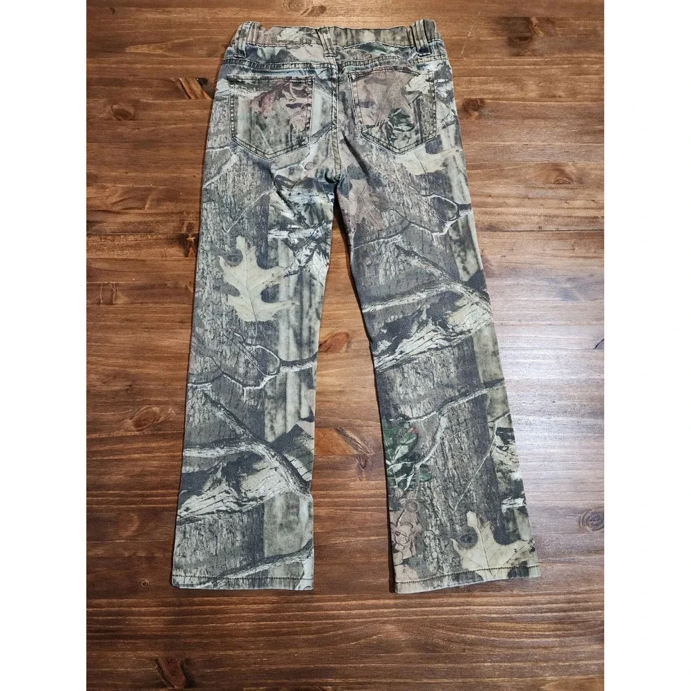 Mossy Oak Skater Hunting Camo Pull-On Straight Leg Pants Kids Size Medium Green